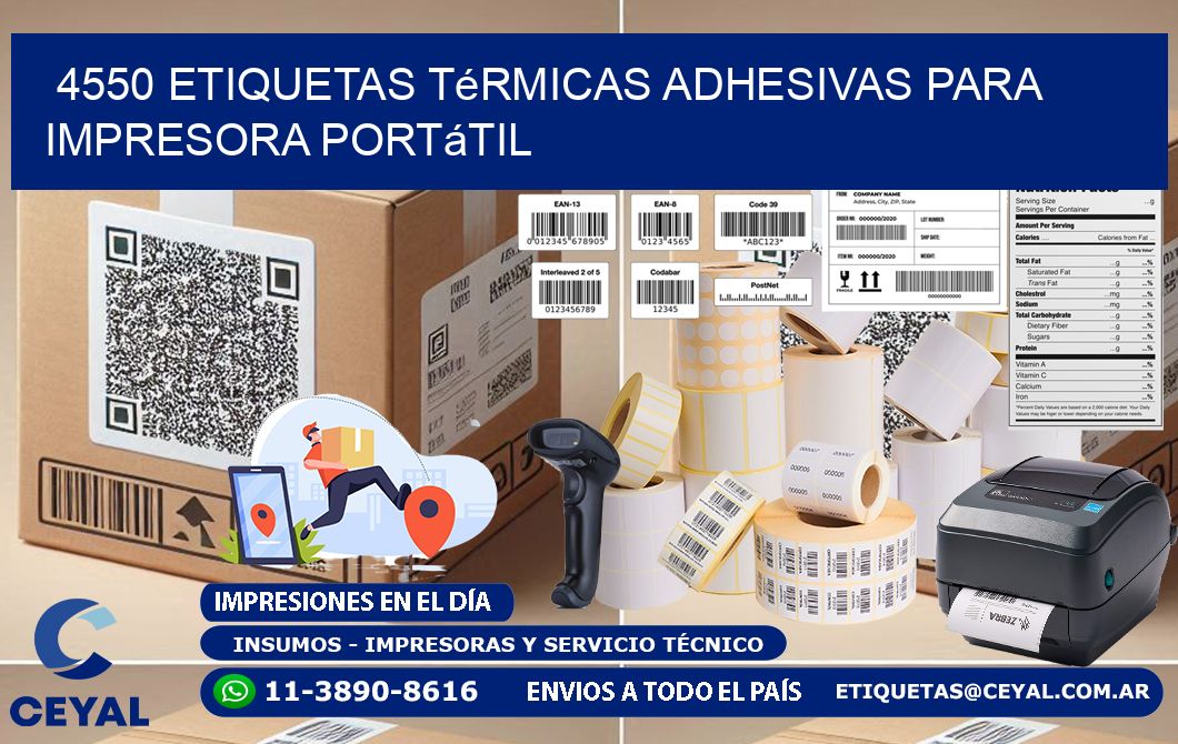 4550 etiquetas térmicas adhesivas para impresora portátil