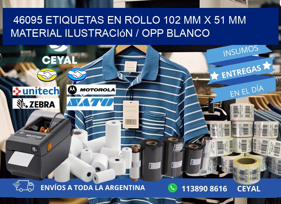 46095 Etiquetas en rollo 102 mm x 51 mm material Ilustración / OPP Blanco