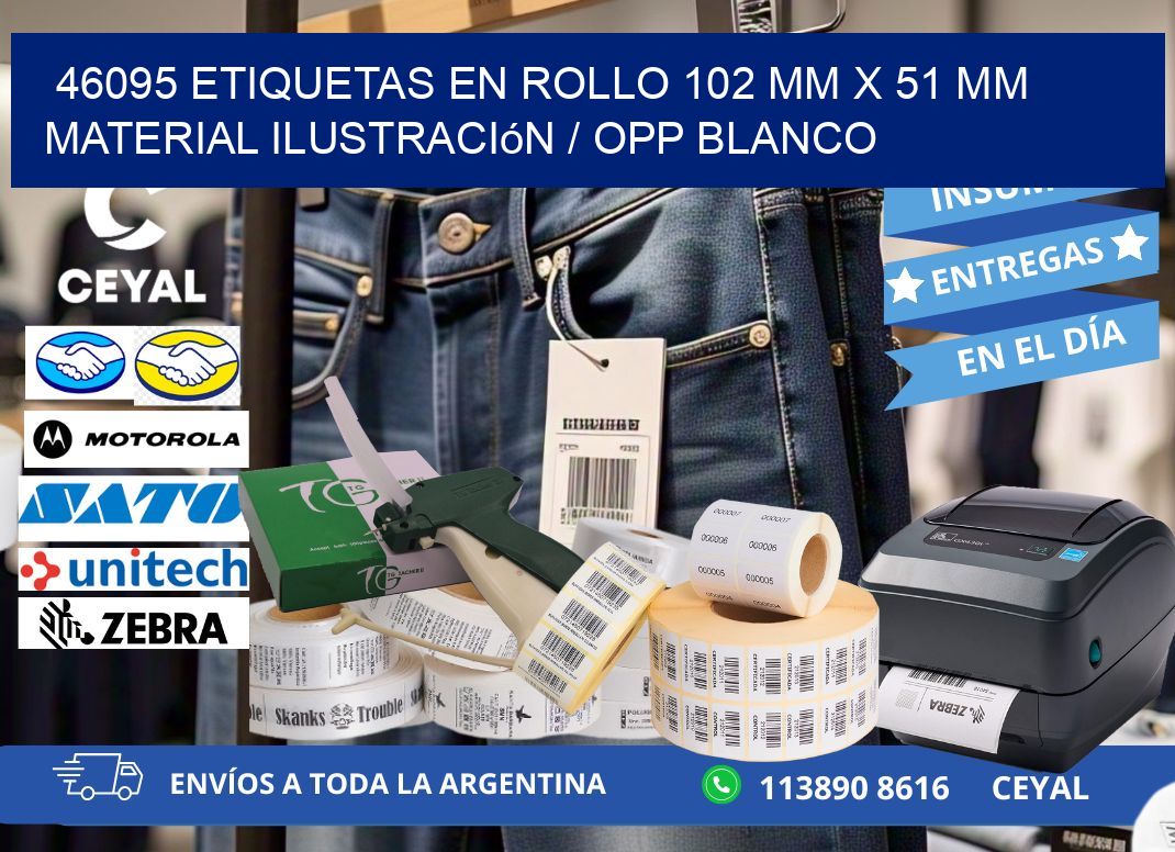 46095 Etiquetas en rollo 102 mm x 51 mm material Ilustración / OPP Blanco