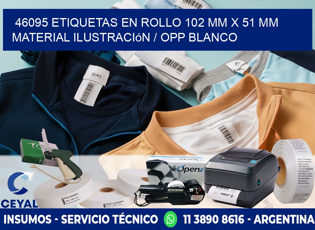 46095 Etiquetas en rollo 102 mm x 51 mm material Ilustración / OPP Blanco