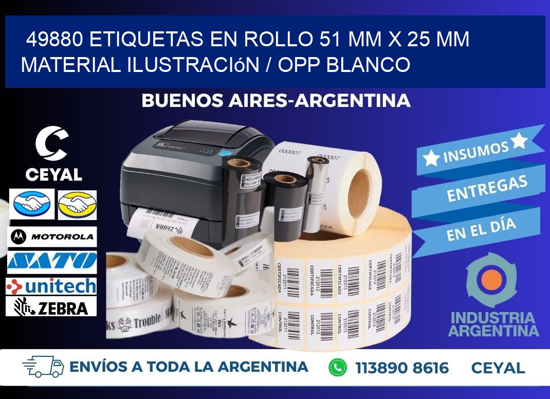 49880 Etiquetas en rollo 51 mm x 25 mm material Ilustración / OPP Blanco