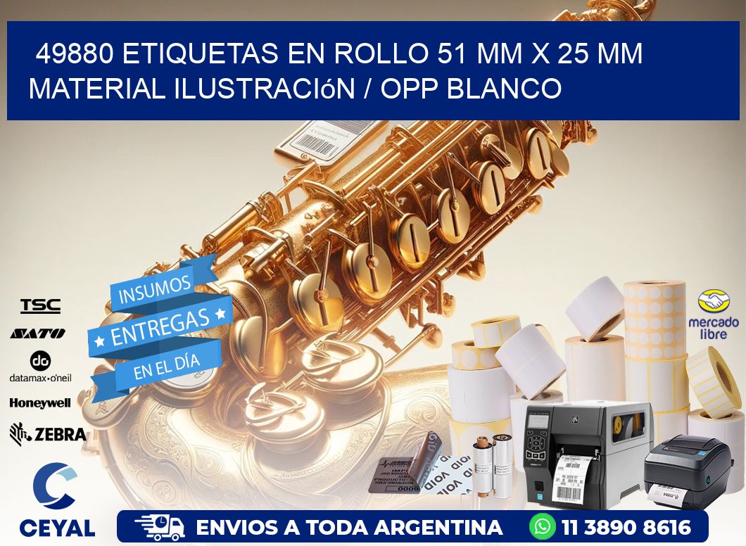 49880 Etiquetas en rollo 51 mm x 25 mm material Ilustración / OPP Blanco