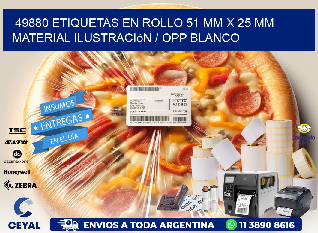 49880 Etiquetas en rollo 51 mm x 25 mm material Ilustración / OPP Blanco