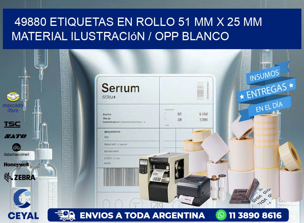 49880 Etiquetas en rollo 51 mm x 25 mm material Ilustración / OPP Blanco