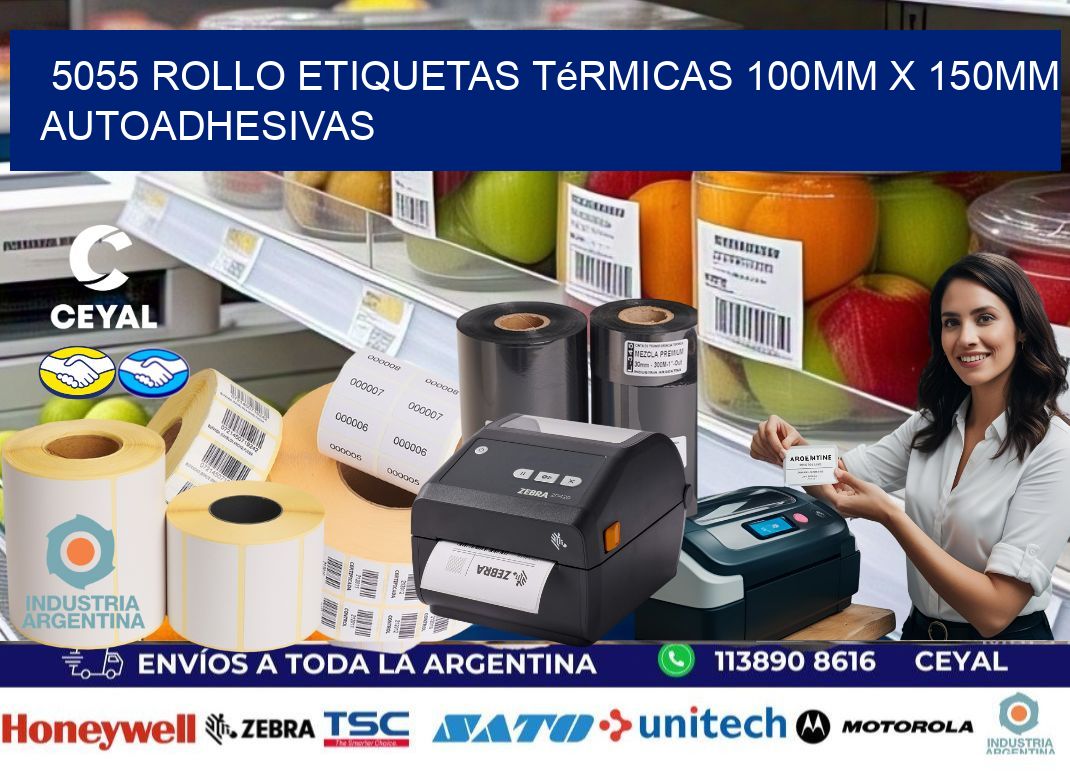 5055 Rollo Etiquetas Térmicas 100mm X 150mm Autoadhesivas