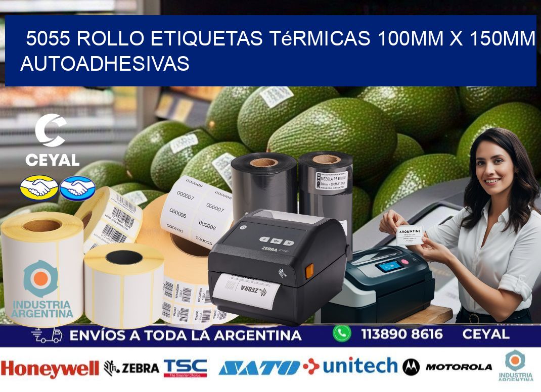 5055 Rollo Etiquetas Térmicas 100mm X 150mm Autoadhesivas