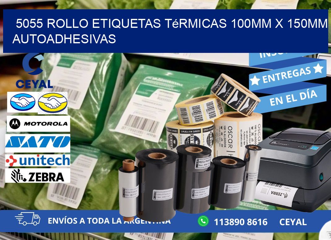 5055 Rollo Etiquetas Térmicas 100mm X 150mm Autoadhesivas