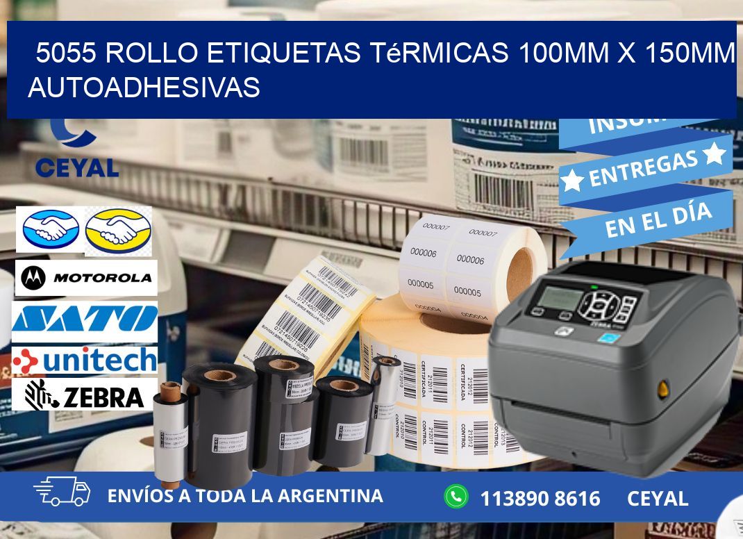 5055 Rollo Etiquetas Térmicas 100mm X 150mm Autoadhesivas