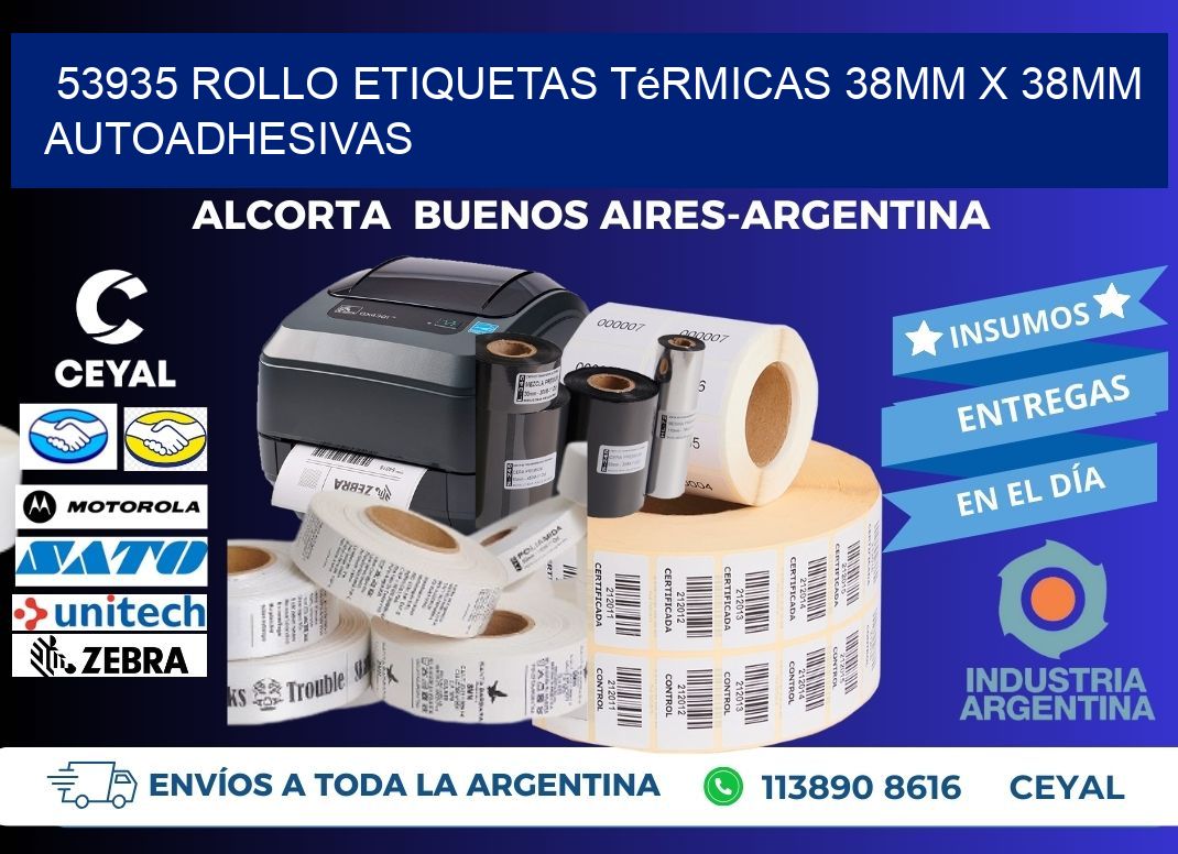 53935 Rollo Etiquetas Térmicas 38mm X 38mm Autoadhesivas