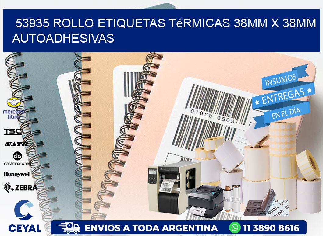53935 Rollo Etiquetas Térmicas 38mm X 38mm Autoadhesivas