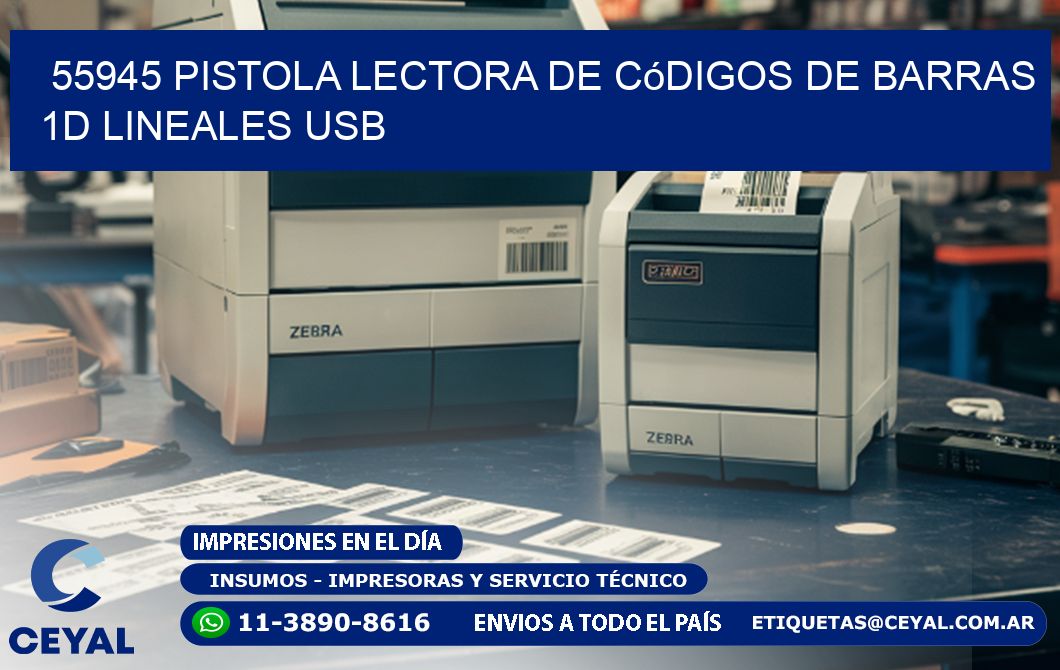 55945 Pistola Lectora De Códigos De Barras 1d Lineales Usb