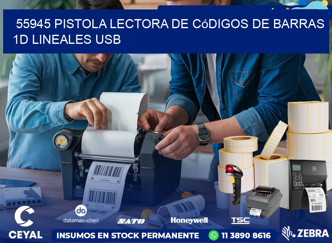55945 Pistola Lectora De Códigos De Barras 1d Lineales Usb