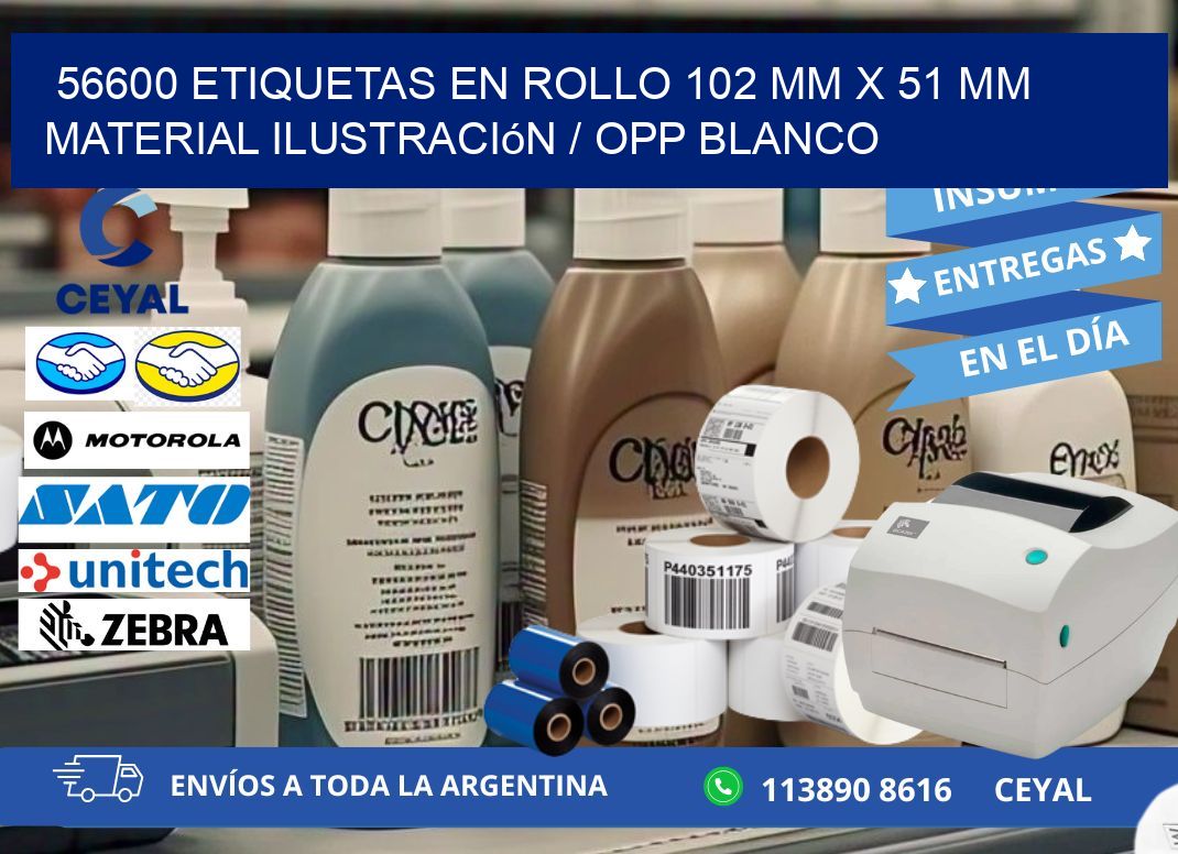 56600 Etiquetas en rollo 102 mm x 51 mm material Ilustración / OPP Blanco