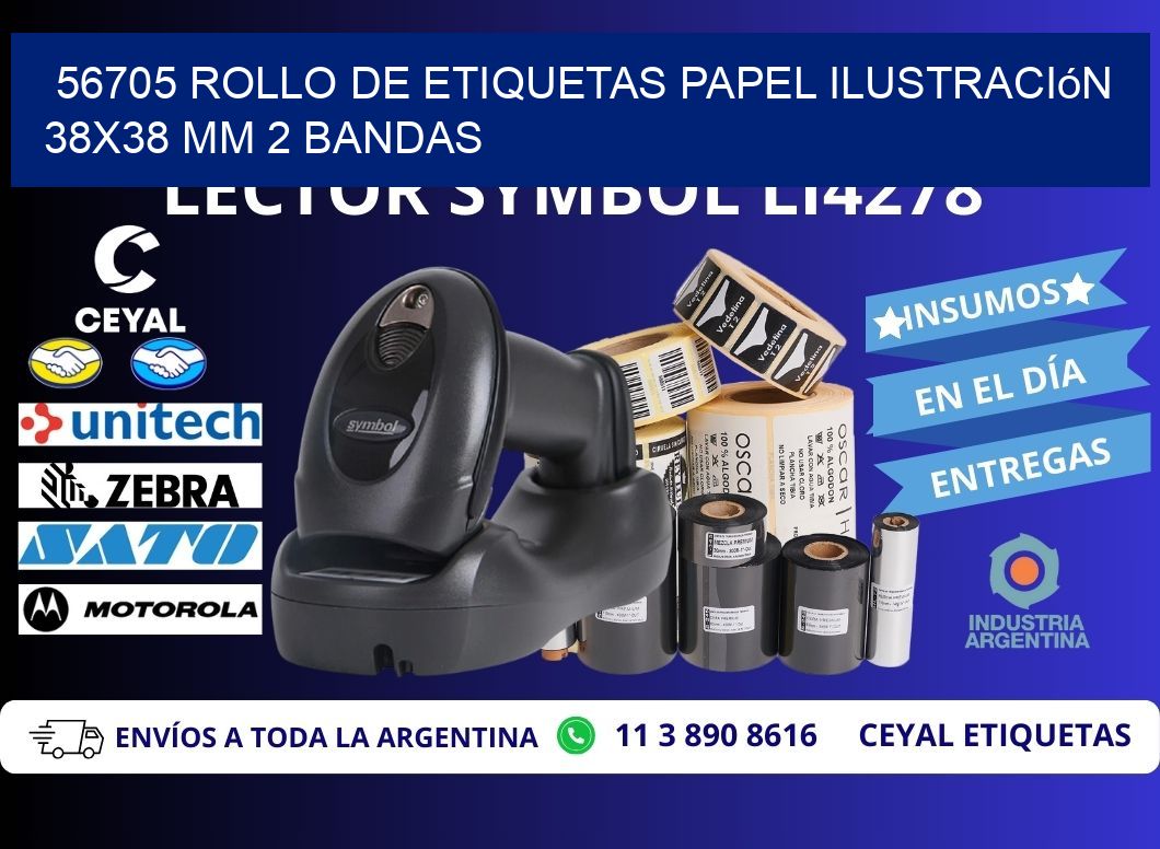 56705 Rollo de Etiquetas Papel Ilustración 38x38 Mm 2 Bandas