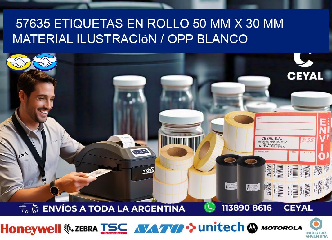 57635 Etiquetas en rollo 50 mm x 30 mm material Ilustración / OPP Blanco