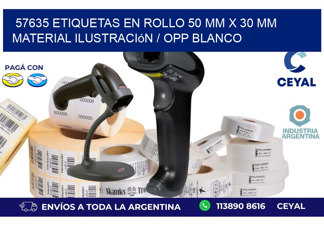 57635 Etiquetas en rollo 50 mm x 30 mm material Ilustración / OPP Blanco