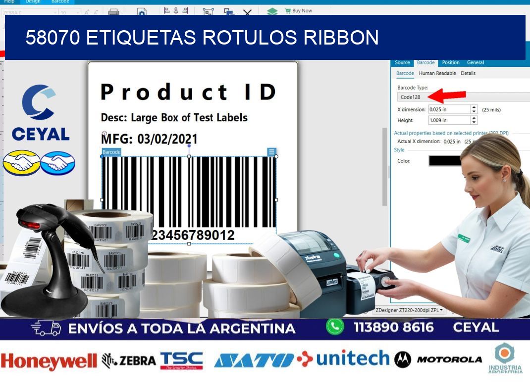 58070 Etiquetas rotulos ribbon