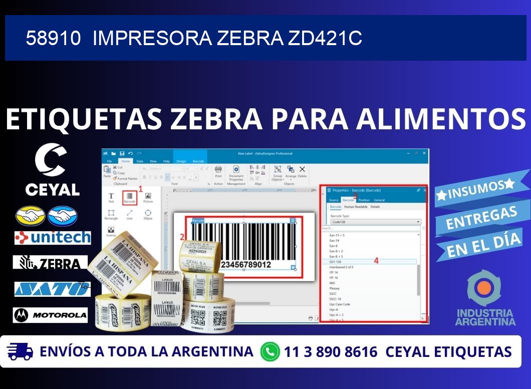 58910  Impresora Zebra zd421c