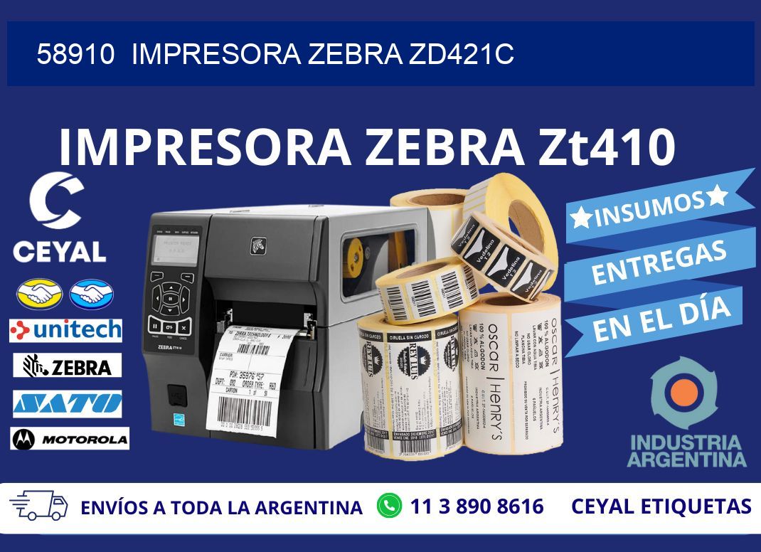 58910  Impresora Zebra zd421c