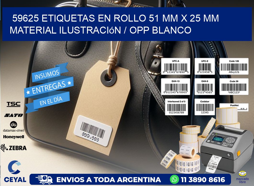59625 Etiquetas en rollo 51 mm x 25 mm material Ilustración / OPP Blanco