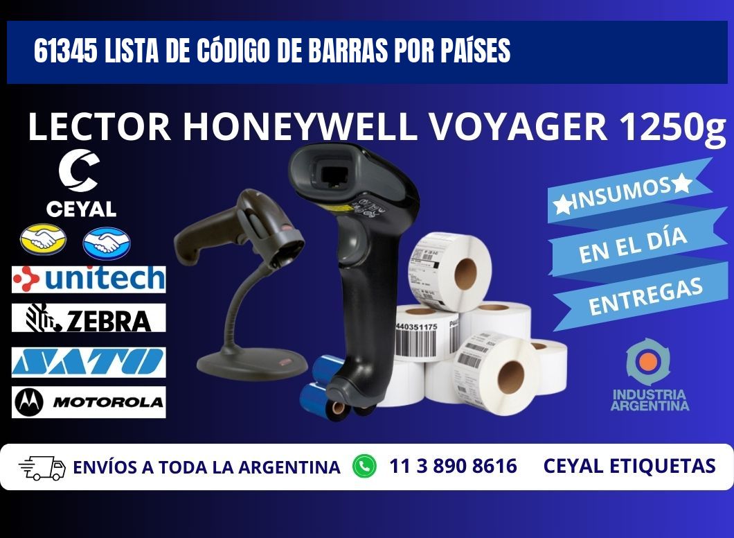 61345 Lista de código de barras por países