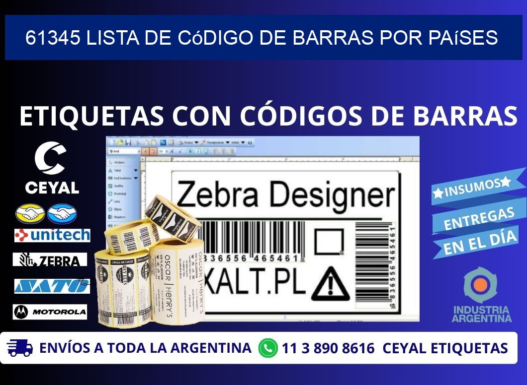 61345 Lista de código de barras por países