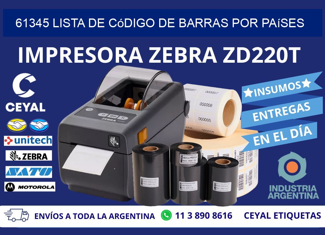 61345 Lista de código de barras por países
