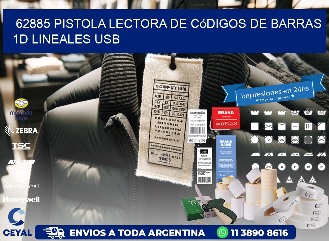62885 Pistola Lectora De Códigos De Barras 1d Lineales Usb