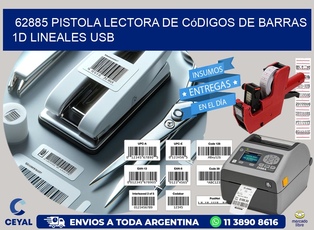 62885 Pistola Lectora De Códigos De Barras 1d Lineales Usb