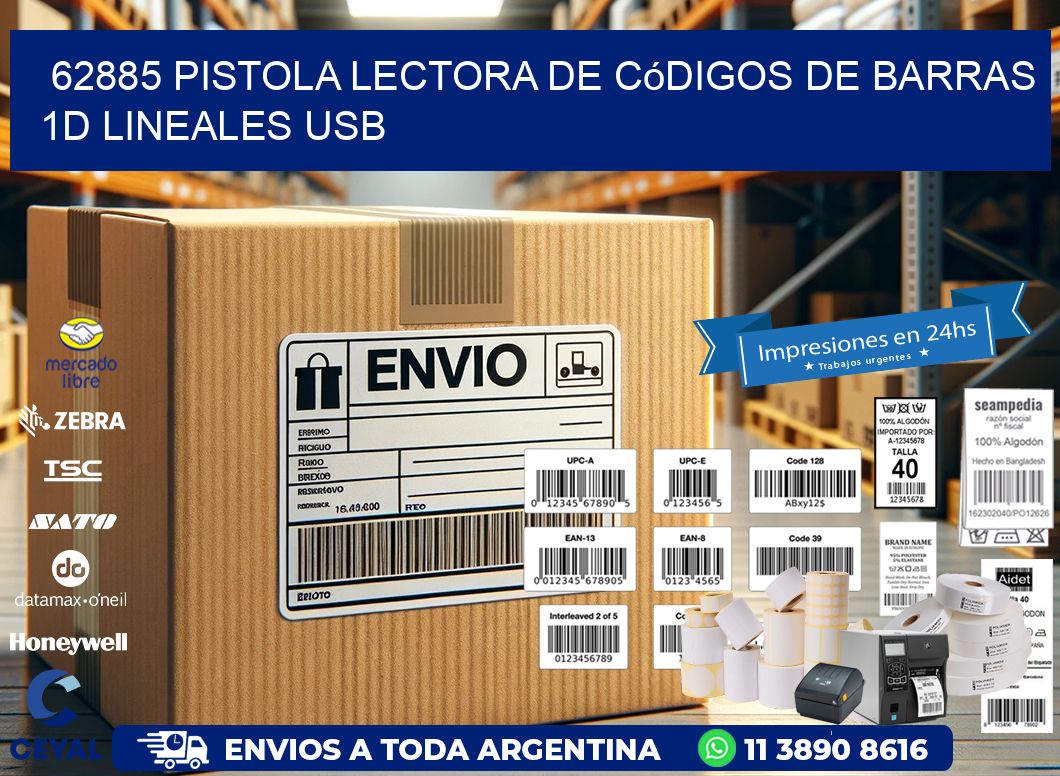 62885 Pistola Lectora De Códigos De Barras 1d Lineales Usb