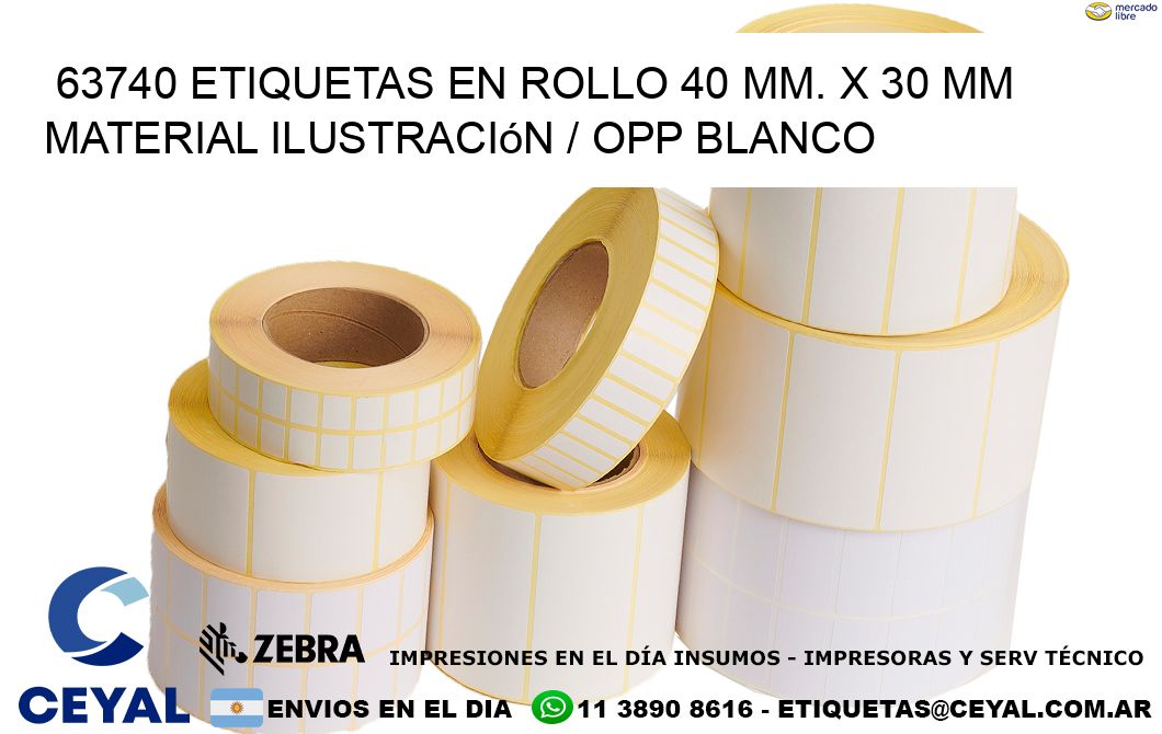 63740 Etiquetas en rollo 40 mm. x 30 mm material Ilustración / OPP Blanco