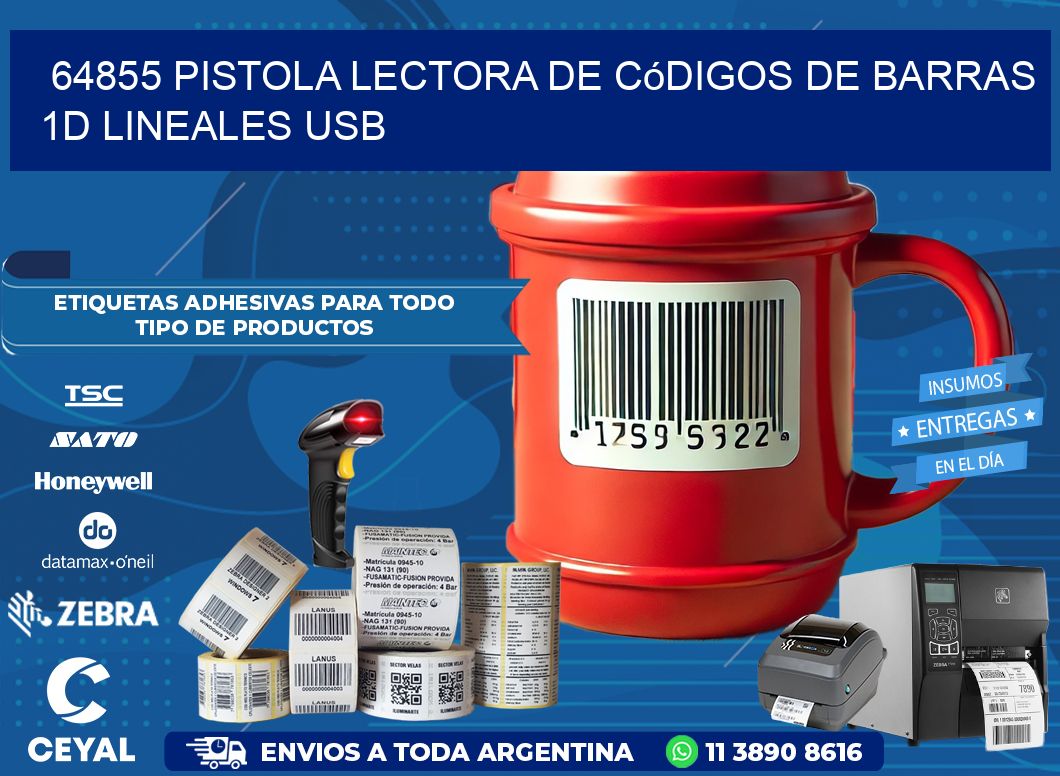 64855 Pistola Lectora De Códigos De Barras 1d Lineales Usb