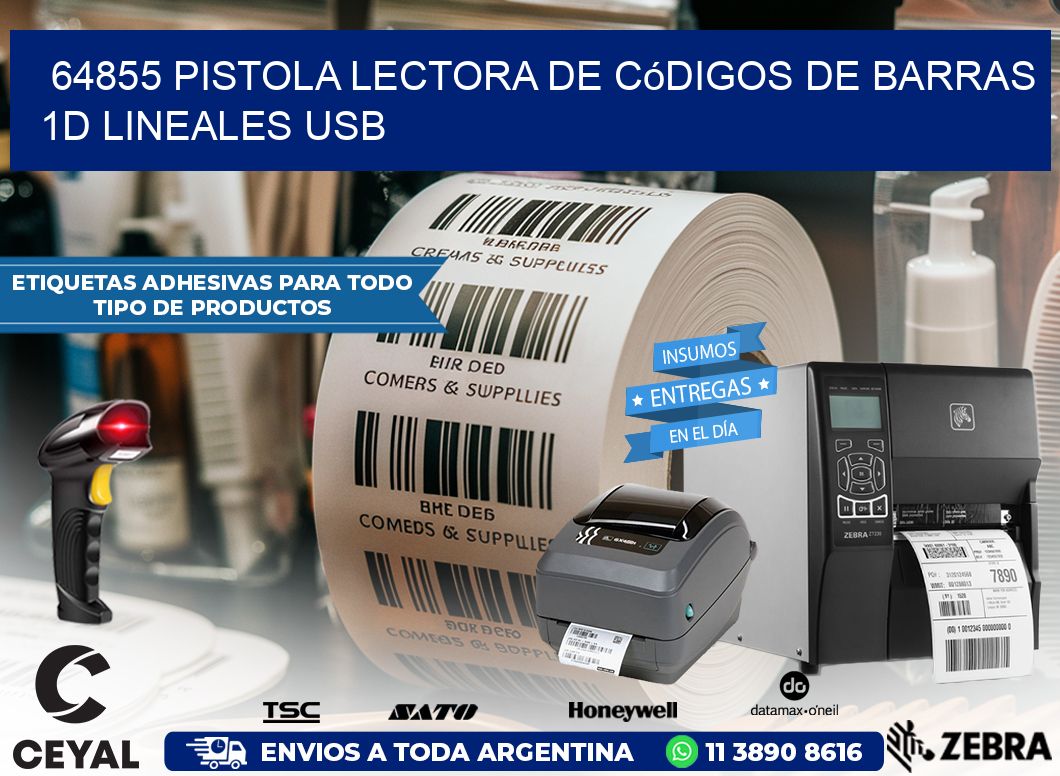 64855 Pistola Lectora De Códigos De Barras 1d Lineales Usb