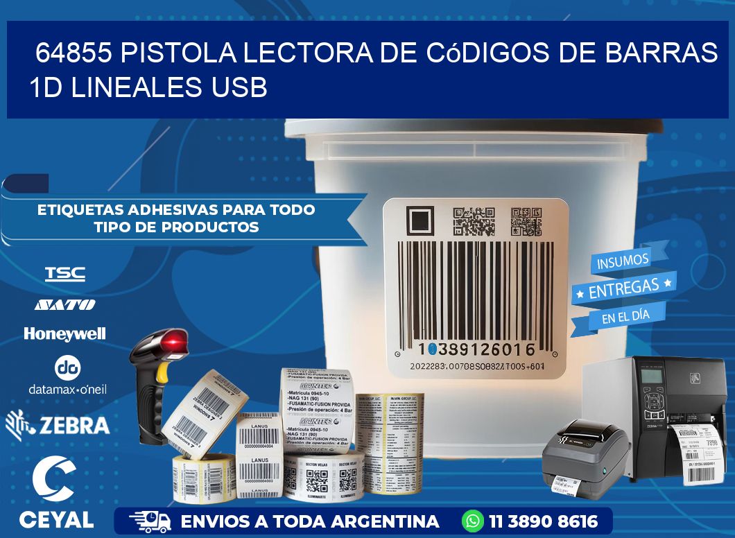 64855 Pistola Lectora De Códigos De Barras 1d Lineales Usb