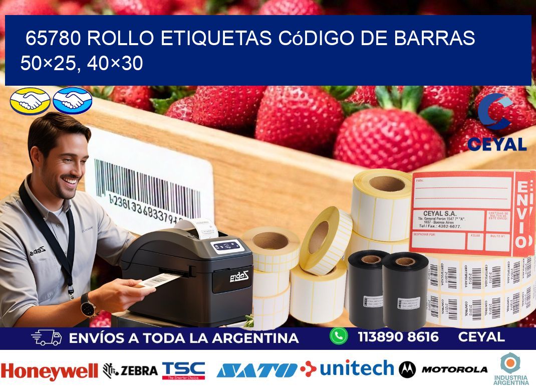 65780 rollo etiquetas código de barras 50×25, 40×30