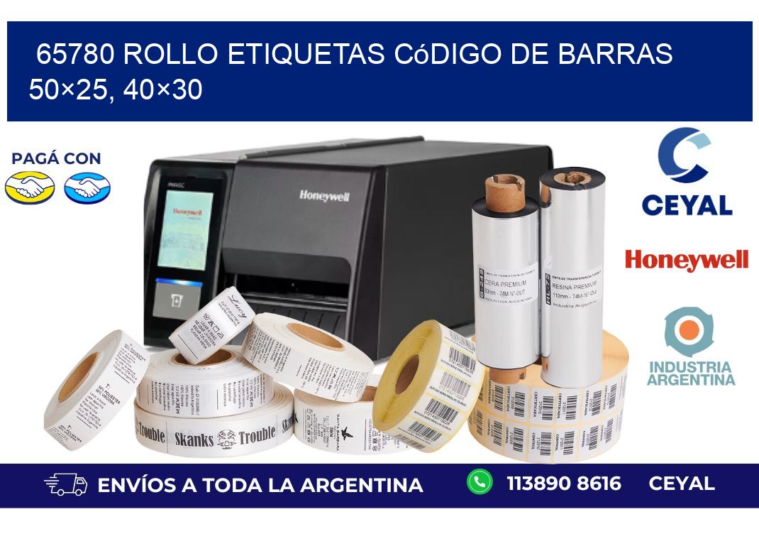 65780 rollo etiquetas código de barras 50×25, 40×30