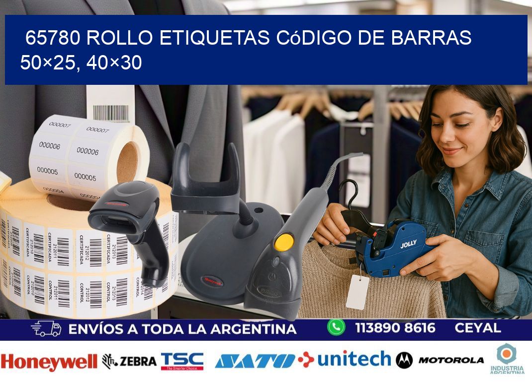 65780 rollo etiquetas código de barras 50×25, 40×30