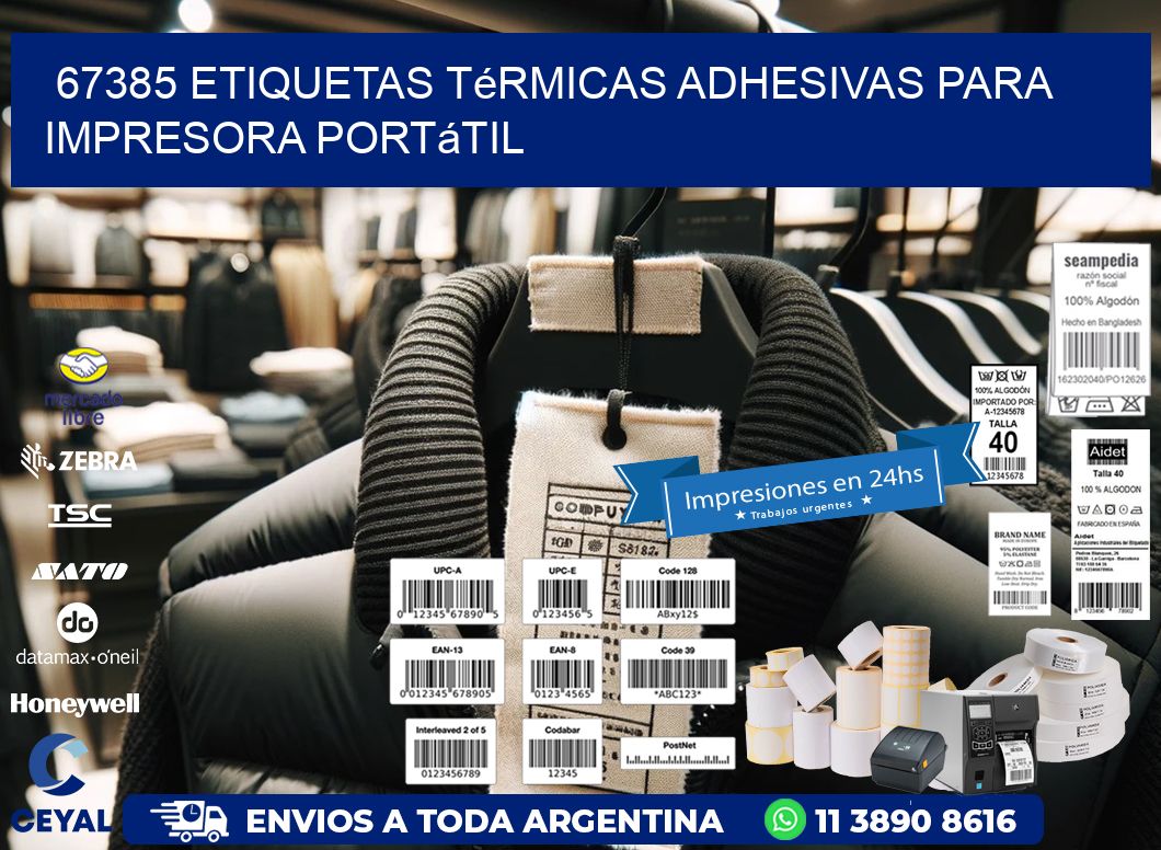 67385 etiquetas térmicas adhesivas para impresora portátil
