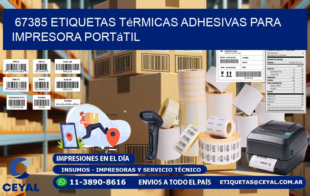 67385 etiquetas térmicas adhesivas para impresora portátil
