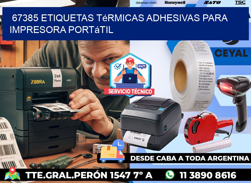 67385 etiquetas térmicas adhesivas para impresora portátil