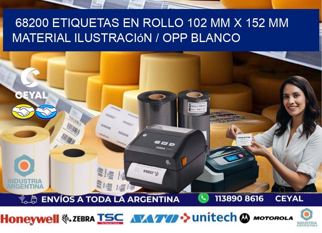 68200 Etiquetas en rollo 102 mm x 152 mm material Ilustración / OPP Blanco