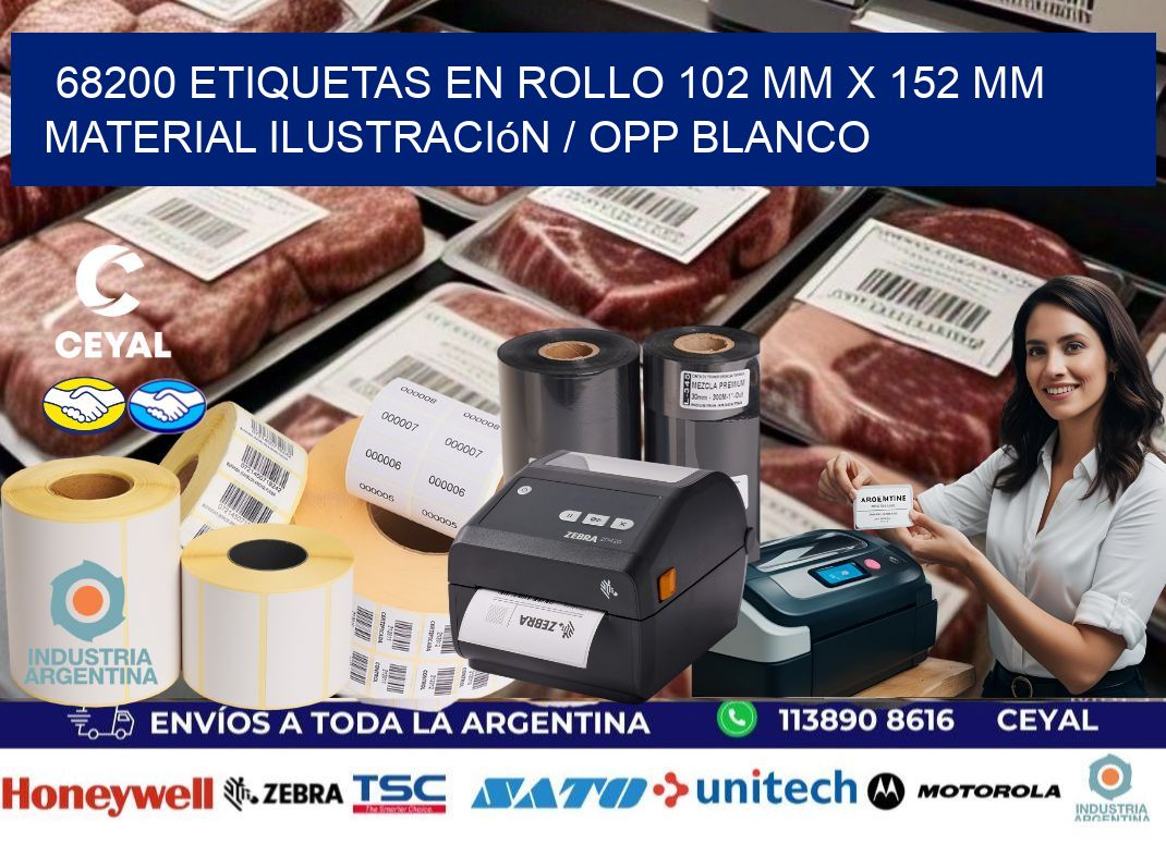 68200 Etiquetas en rollo 102 mm x 152 mm material Ilustración / OPP Blanco