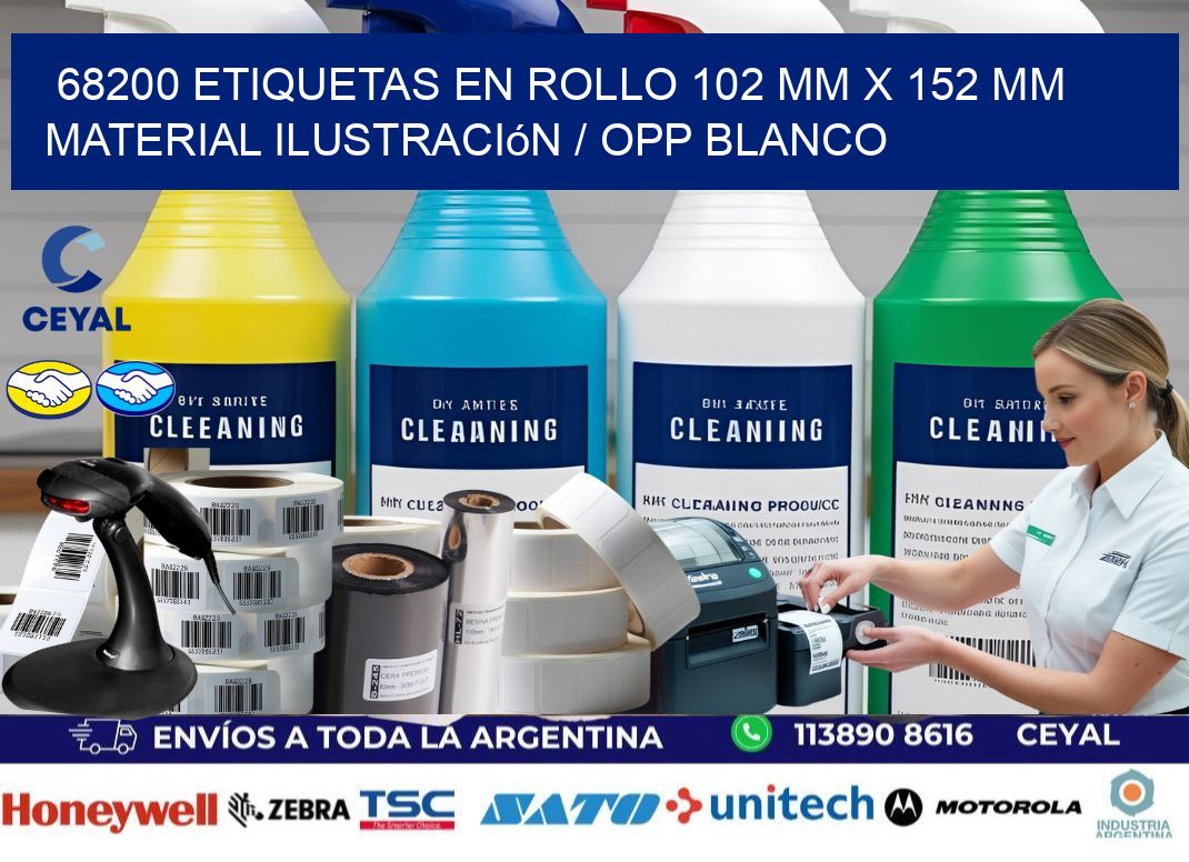 68200 Etiquetas en rollo 102 mm x 152 mm material Ilustración / OPP Blanco