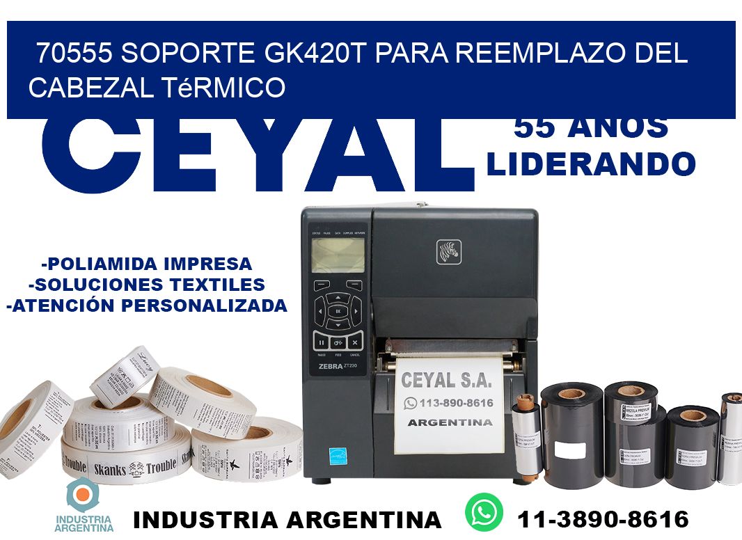 70555 soporte gk420t para reemplazo del cabezal térmico