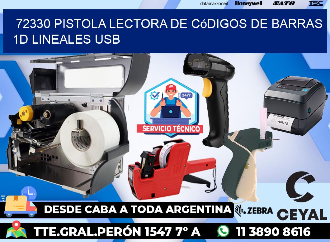 72330 Pistola Lectora De Códigos De Barras 1d Lineales Usb