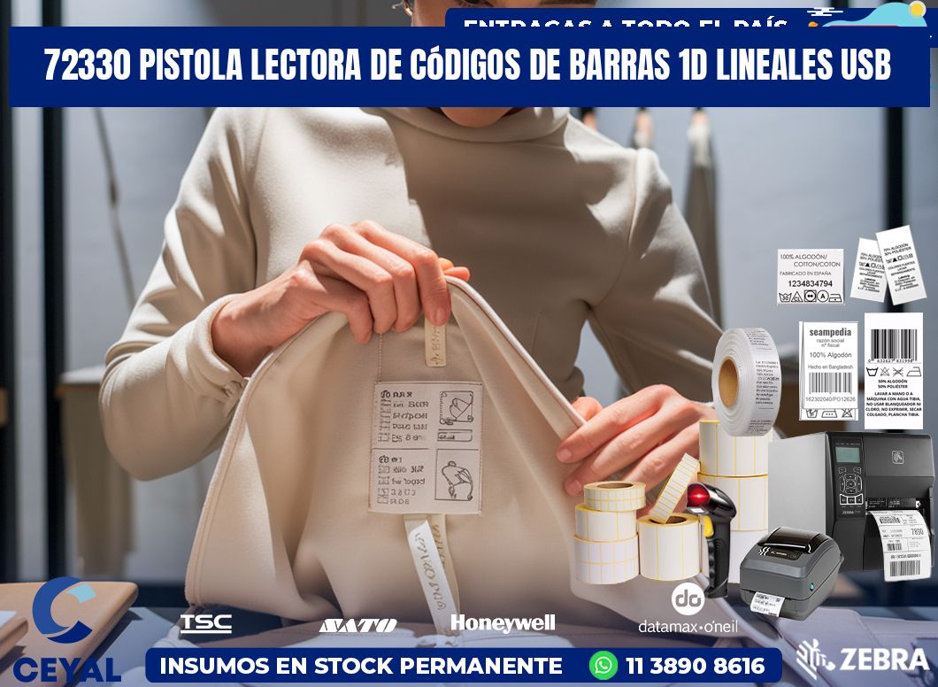 72330 Pistola Lectora De Códigos De Barras 1d Lineales Usb