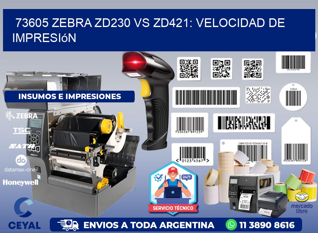 73605 Zebra ZD230 vs ZD421: velocidad de impresión