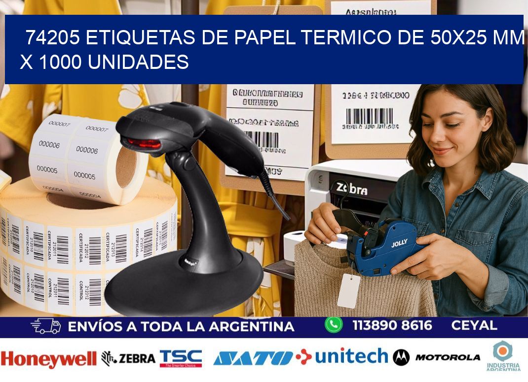 74205 Etiquetas De Papel Termico De 50x25 Mm X 1000 Unidades