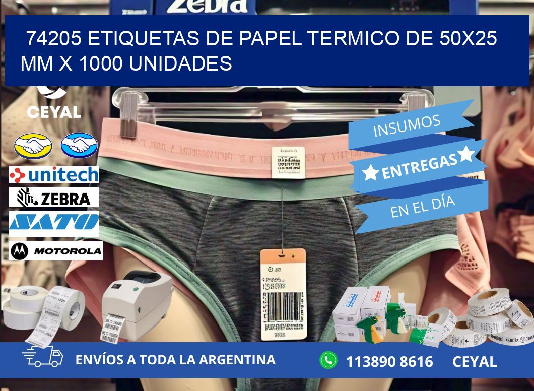 74205 Etiquetas De Papel Termico De 50x25 Mm X 1000 Unidades