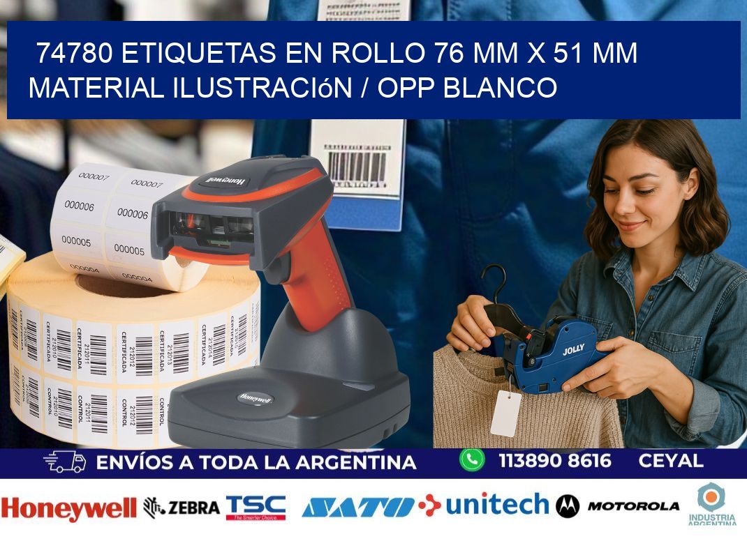 74780 Etiquetas en rollo 76 mm x 51 mm material Ilustración / OPP Blanco
